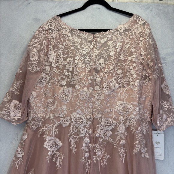 NWT JJ's House Lace Tulle Gown 26W Dusty Rose Embroidered Evening Bridesmaid - Picture 13 of 16